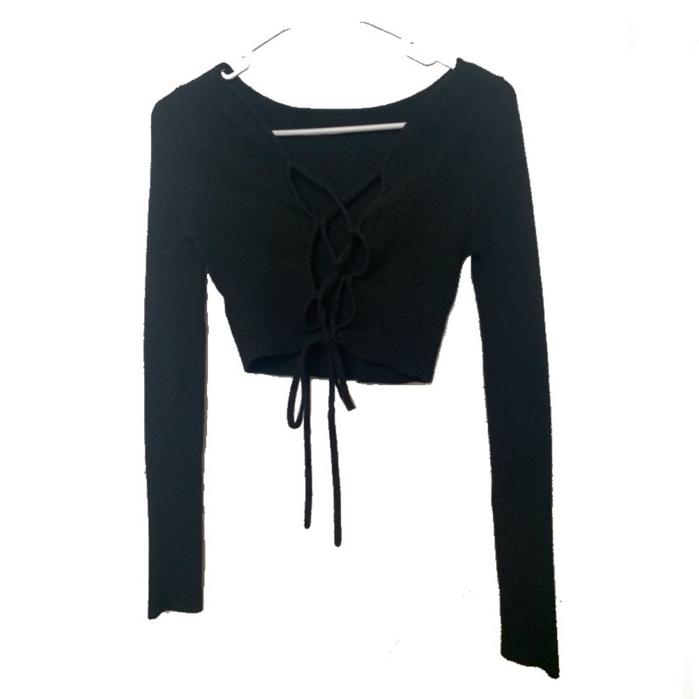 Urban Outfitters Long Sleeve Criss Cross Crop Top